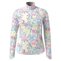 Callaway Chev Floral Printed Half Zip Brilliant White