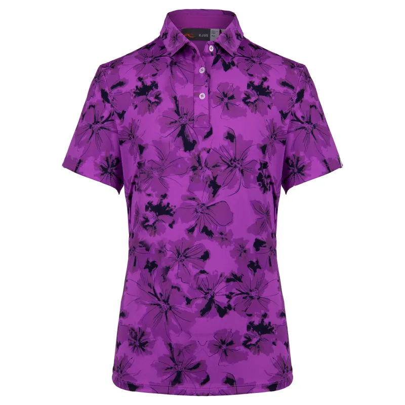 Kjus Girls Printed Polo S/S Foxglove/Atlanta Blue